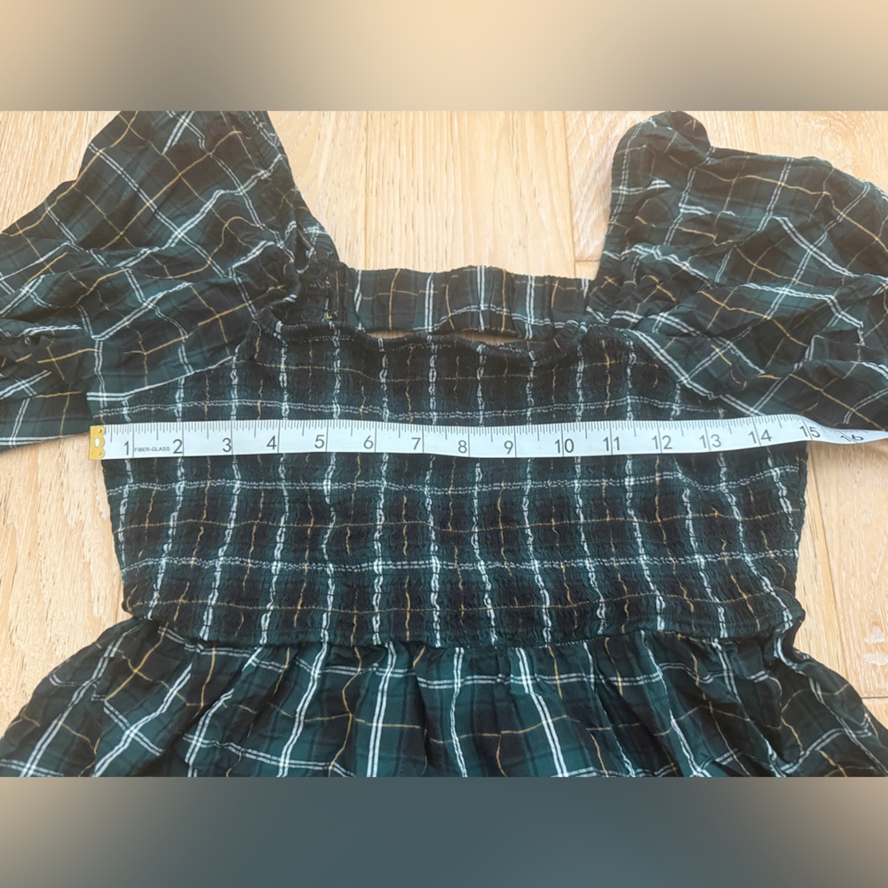 OLD NAVY Women Blouse Plaid Smocked Peplum Dark Academia‎ Cottagecore Size L - Picture 5 of 8